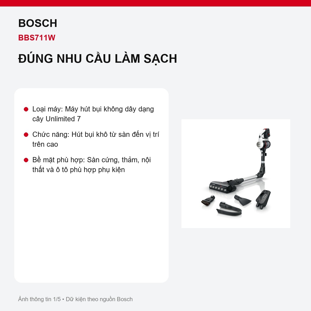 Máy hút bụi Bosch BBS711W Unlimited 7