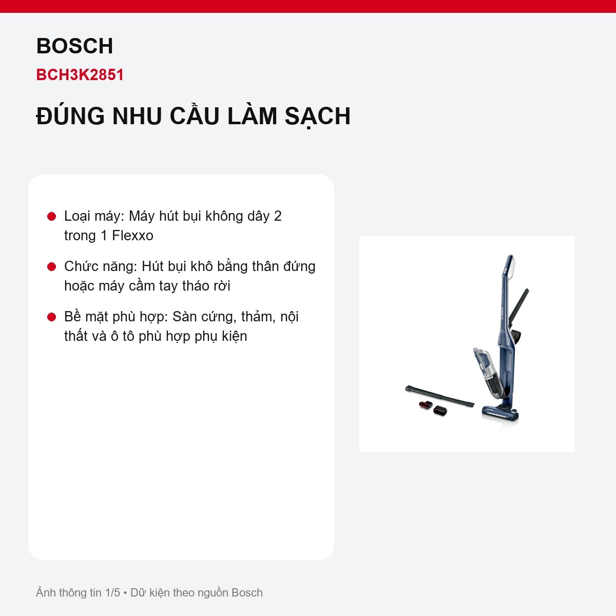 Máy hút bụi Bosch BCH3K2851 Flexxo