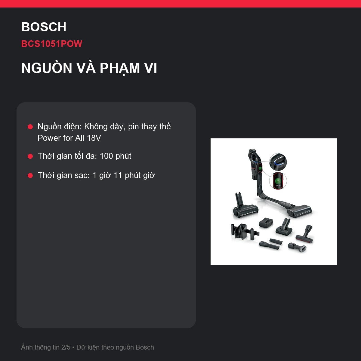 Các chế độ Bosch BCS1051POW