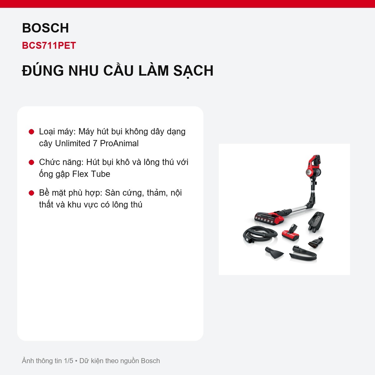 Máy hút bụi Bosch BCS711PET ProAnimal