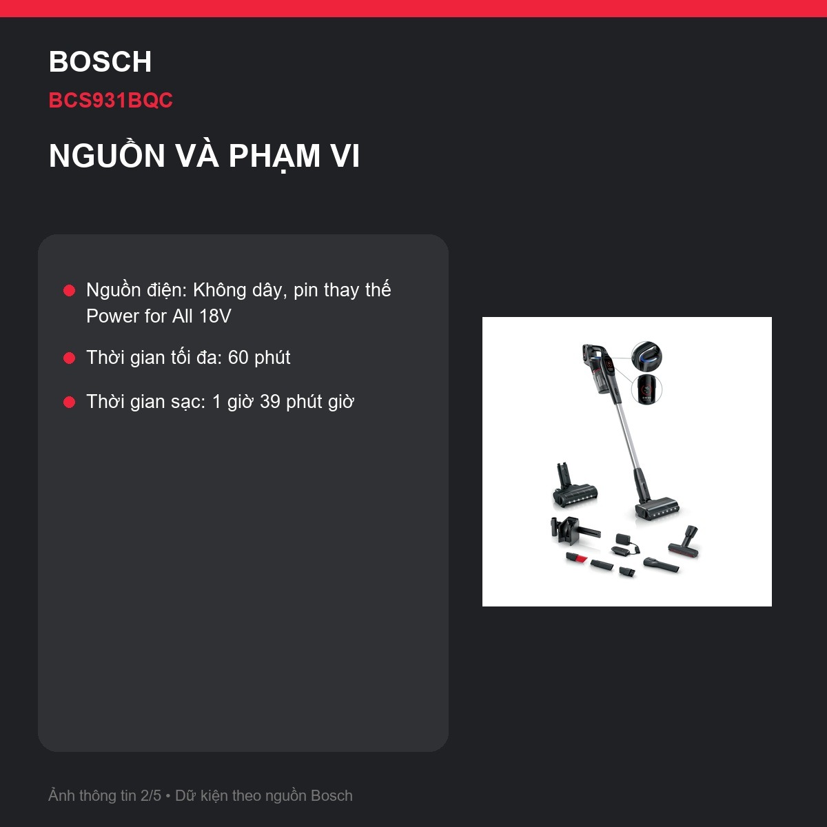 Thời gian hoạt động Bosch BCS931BQC