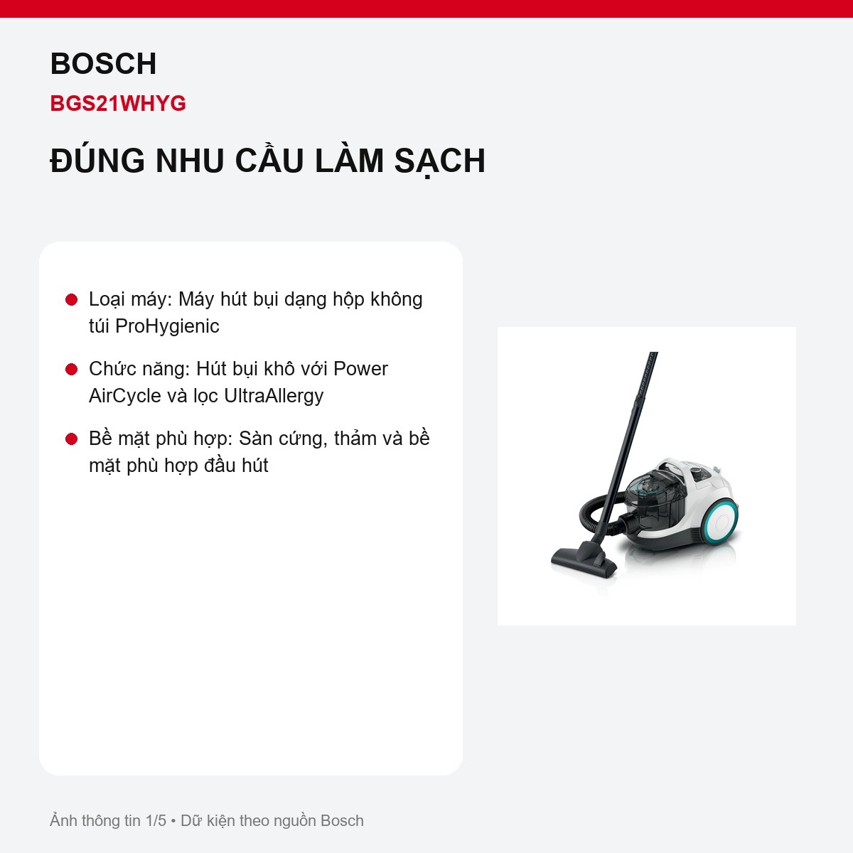 Máy hút bụi Bosch BGS21WHYG