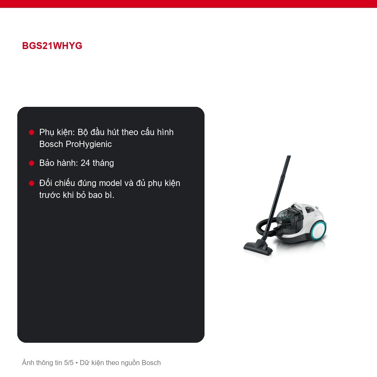 Thân máy Bosch BGS21WHYG
