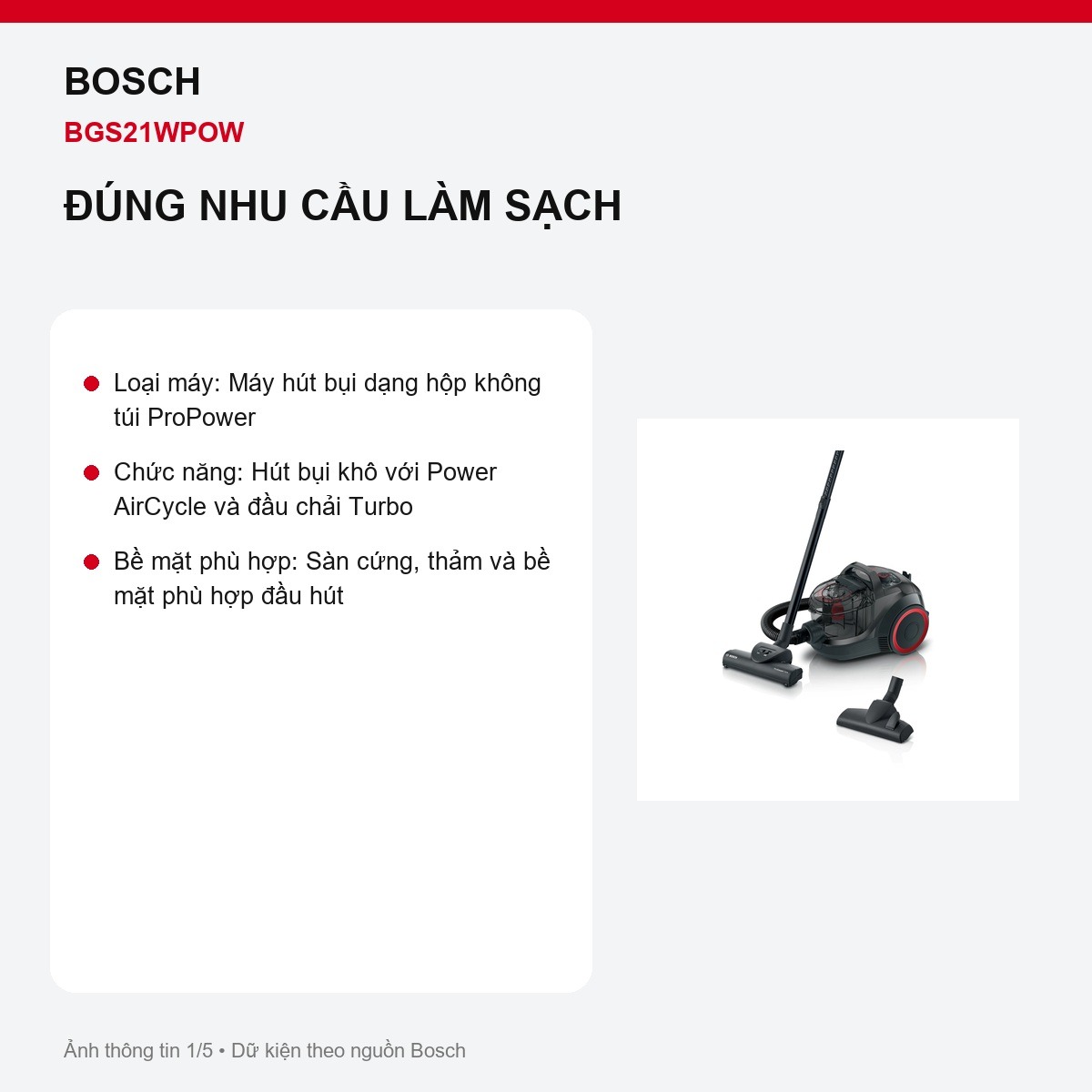 Máy hút bụi Bosch BGS21WPOW