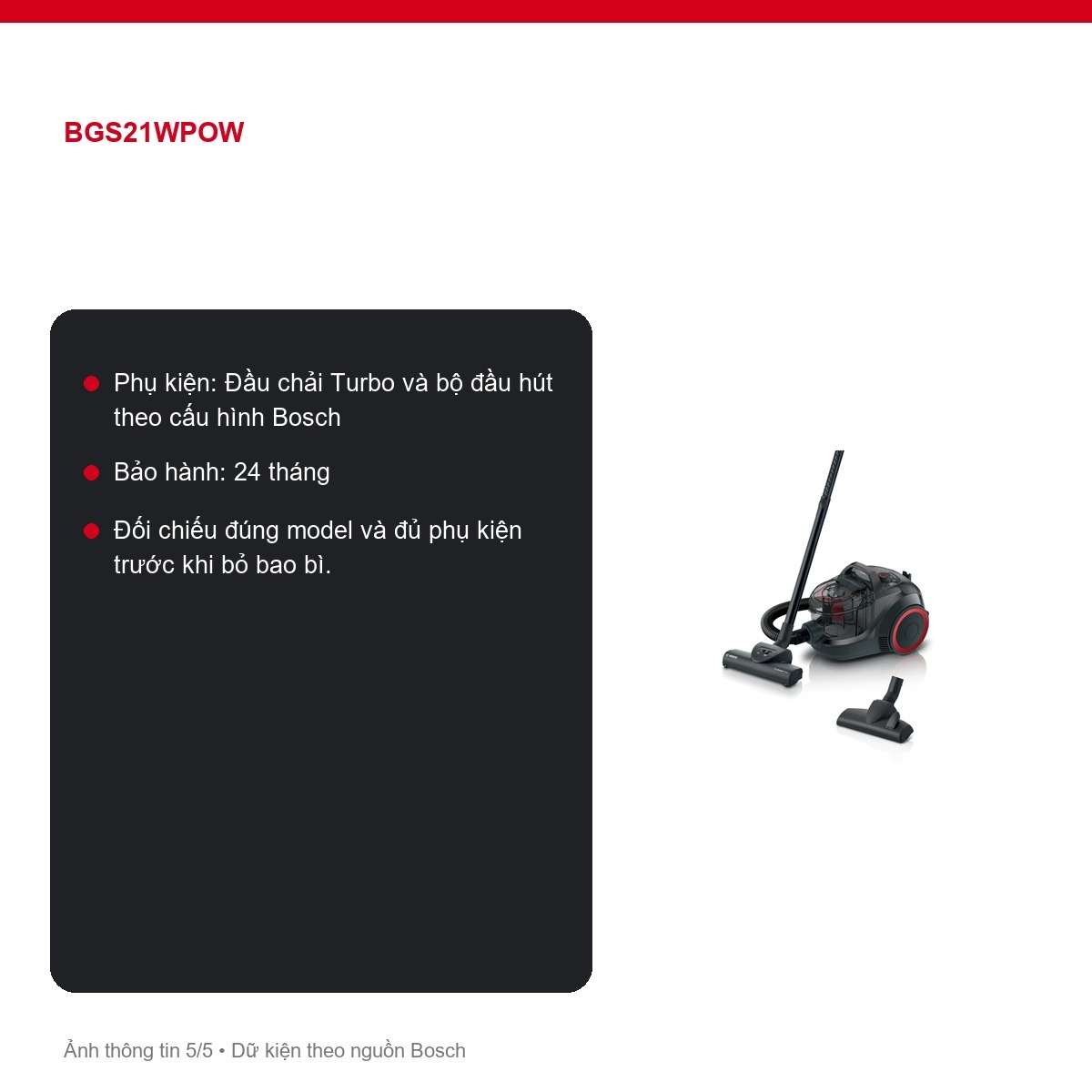 Thân máy Bosch BGS21WPOW