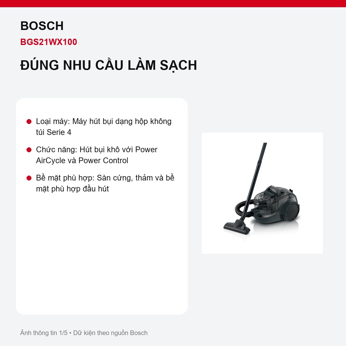 Máy hút bụi Bosch BGS21WX100