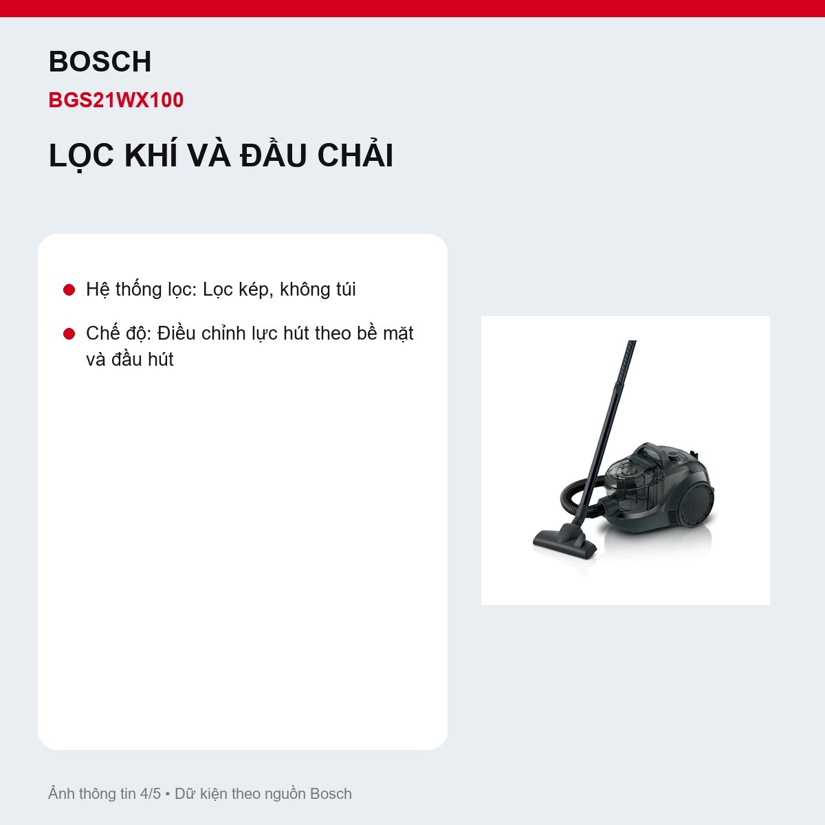 Hộp bụi và lọc kép Bosch BGS21WX100