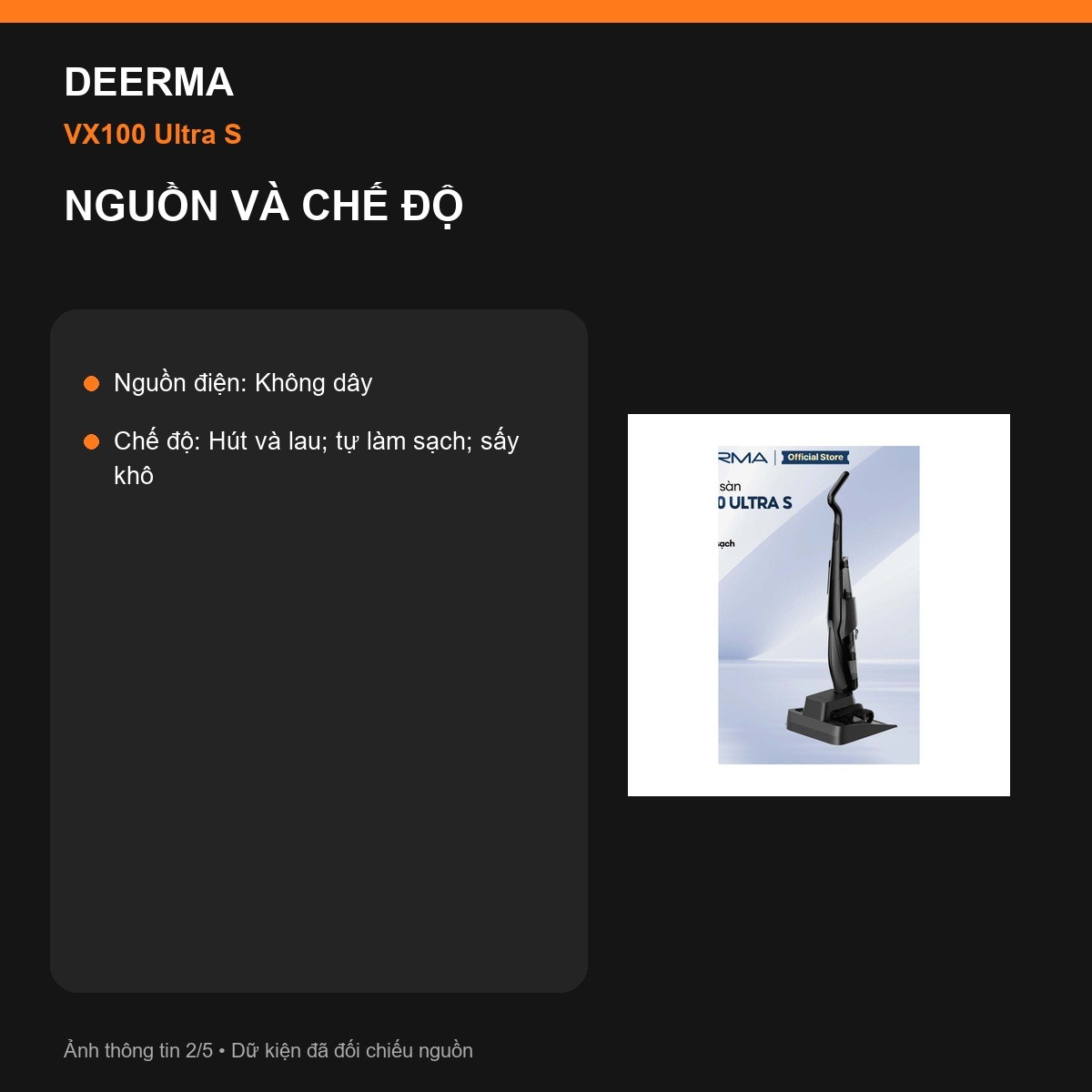Lực hút Deerma VX100 Ultra S