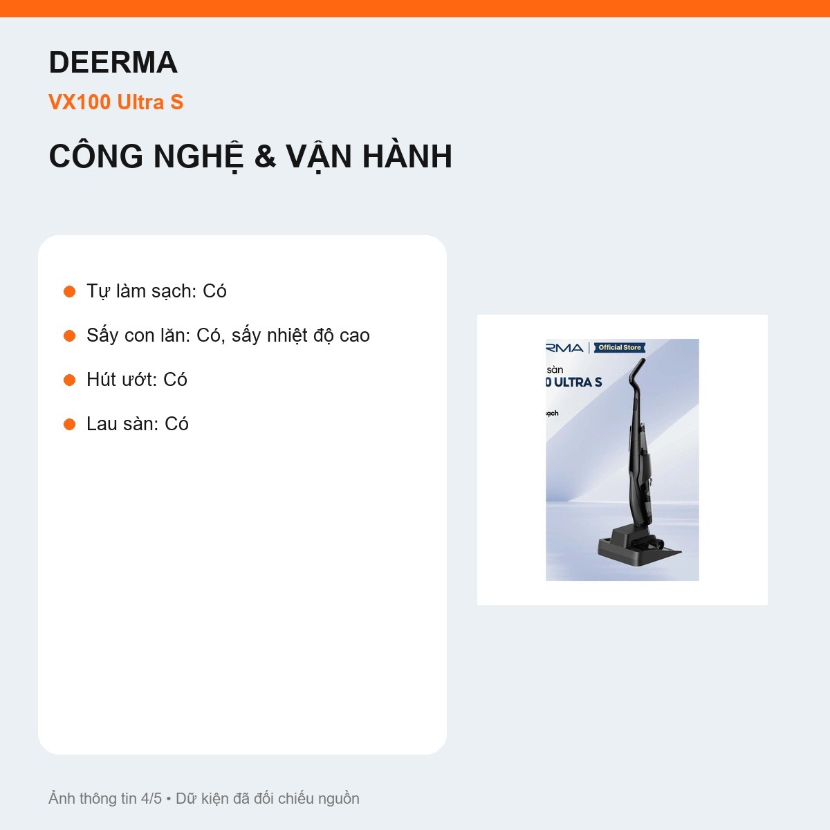 Deerma VX100 Ultra S ngả 180 độ