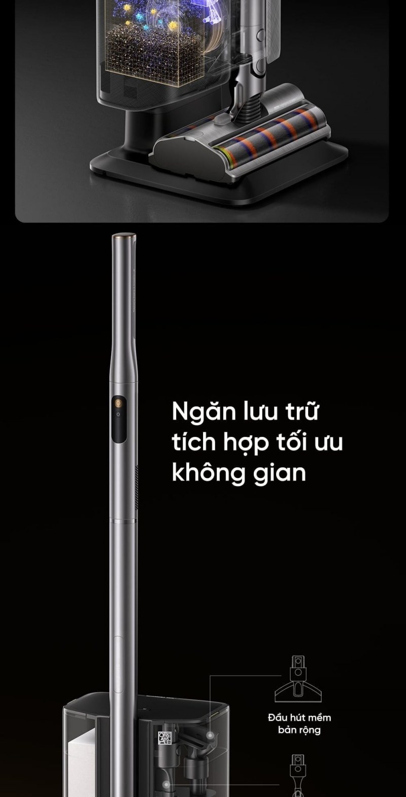 Trạm Dreame Air Station có khu vực lưu trữ phụ kiện.