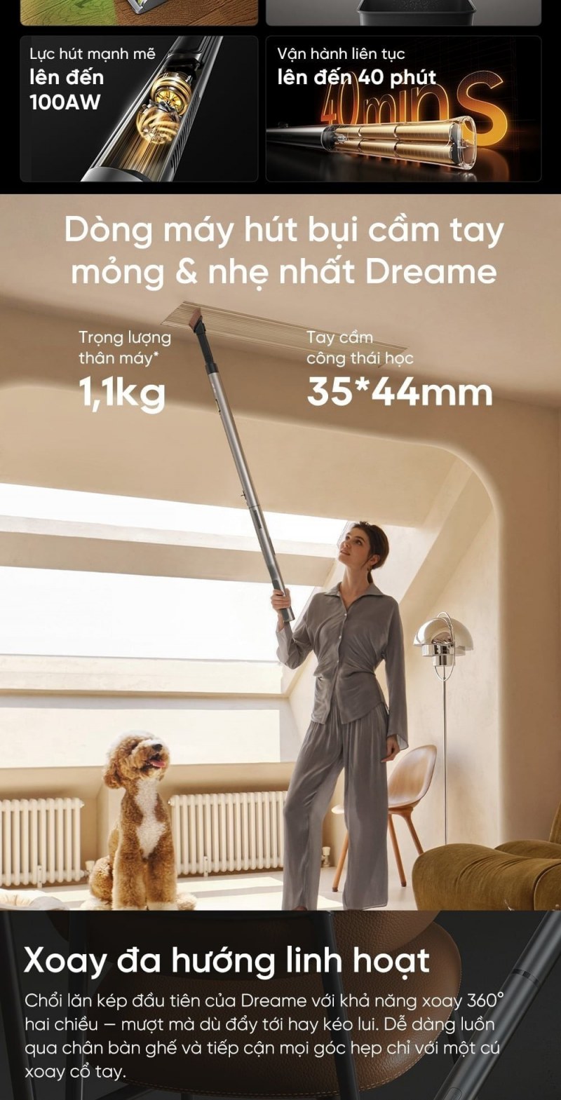 Khối lượng 1,1 kg được công bố cho thân máy Dreame Air.