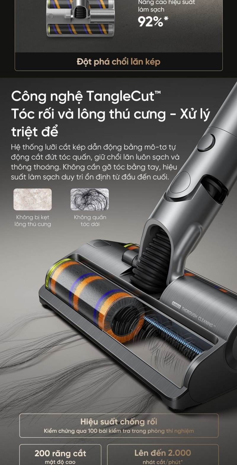 Dreame Air có lực hút 100 AW và thời gian hoạt động tối đa 40 phút.