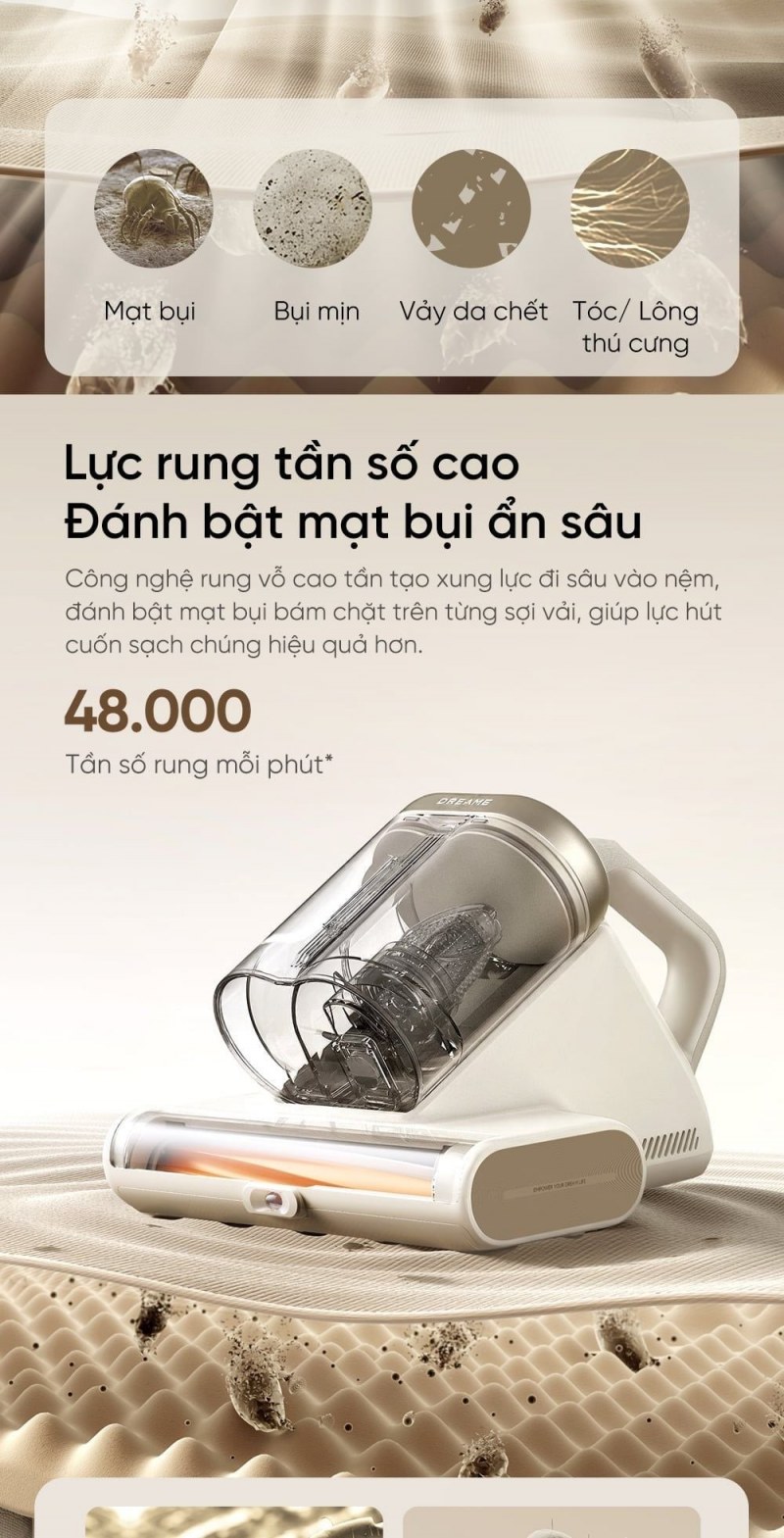 Minh họa cơ cấu rung vỗ trên Dreame D20 Aura.