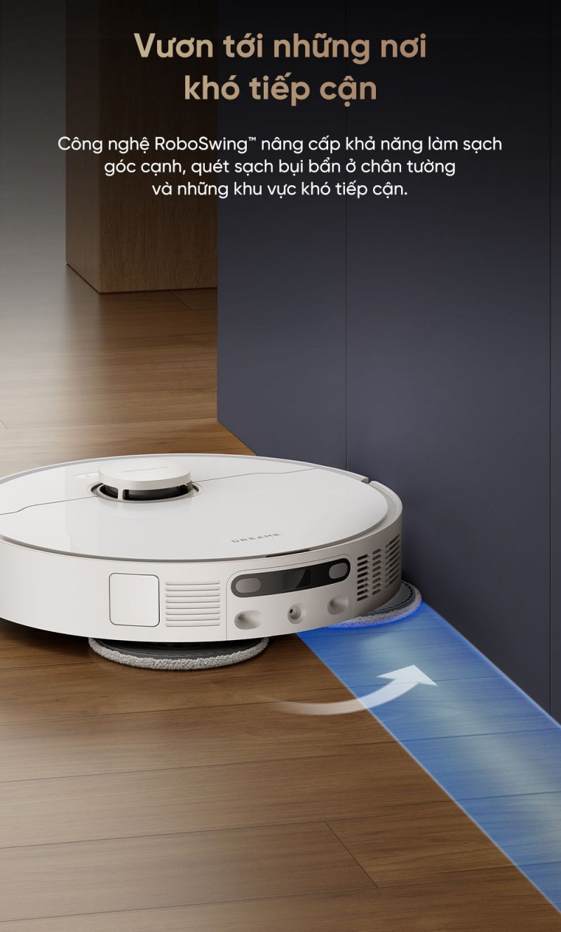 Dreame D20 Ultra làm sạch sát cạnh với RoboSwing