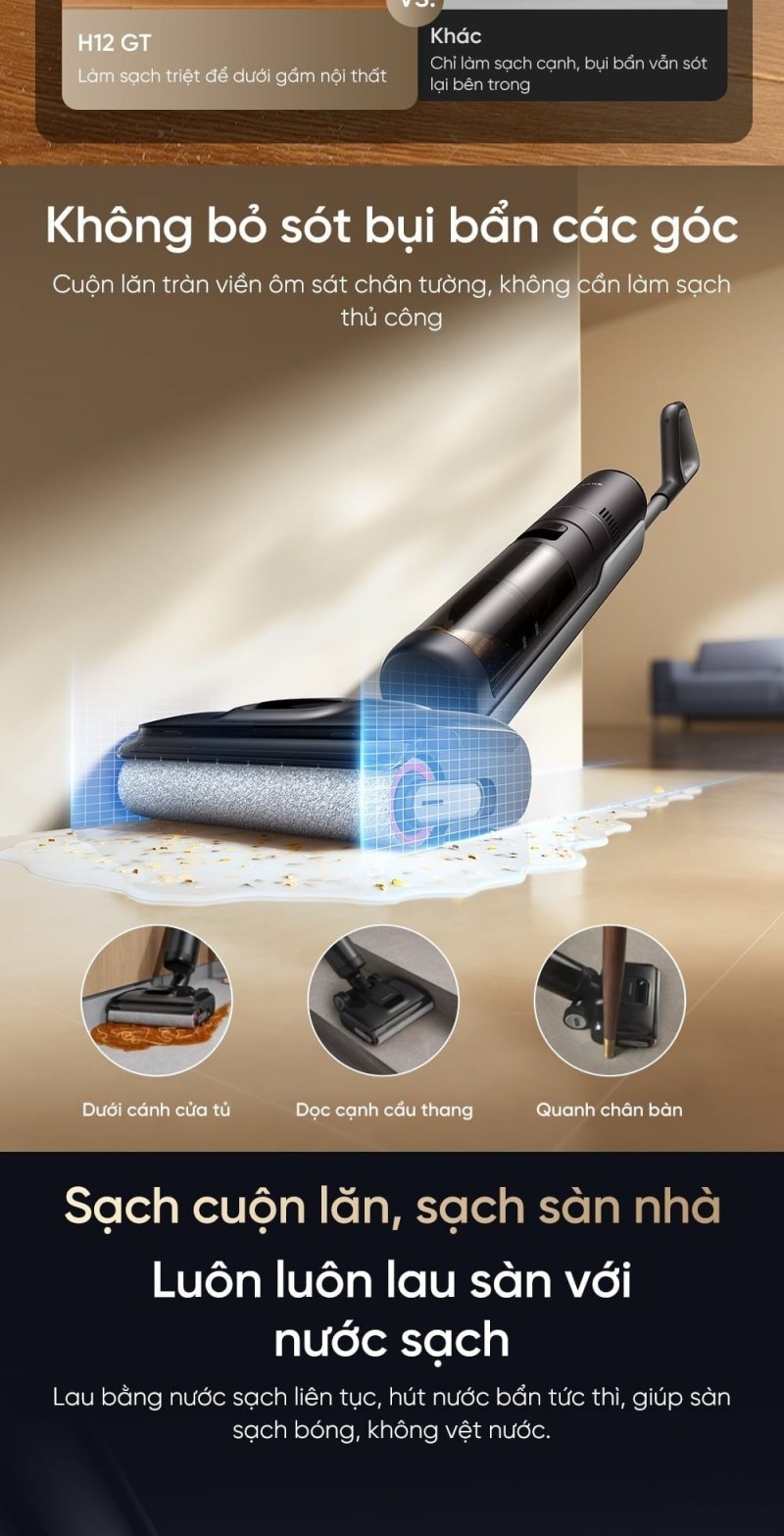 Đầu sát cạnh và cơ chế cấp nước sạch H12 GT.