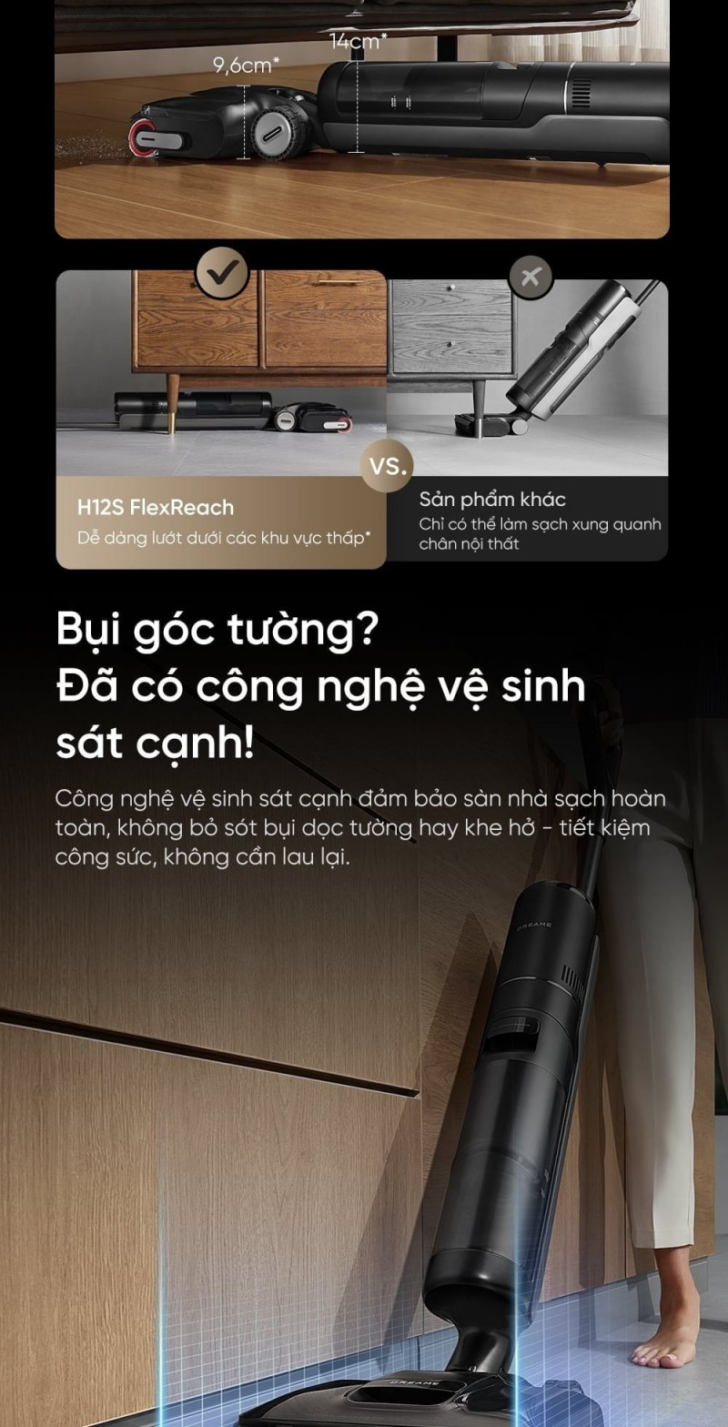 Hai vạch chiều cao 9,6 cm và 14 cm trên H12S FlexReach.