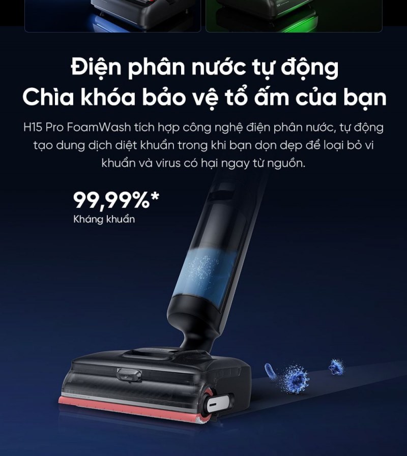 Dreame H15 Pro FoamWash - Pin 60 phút phục vụ chế độ yên tĩnh, không phải mọi cấu hình