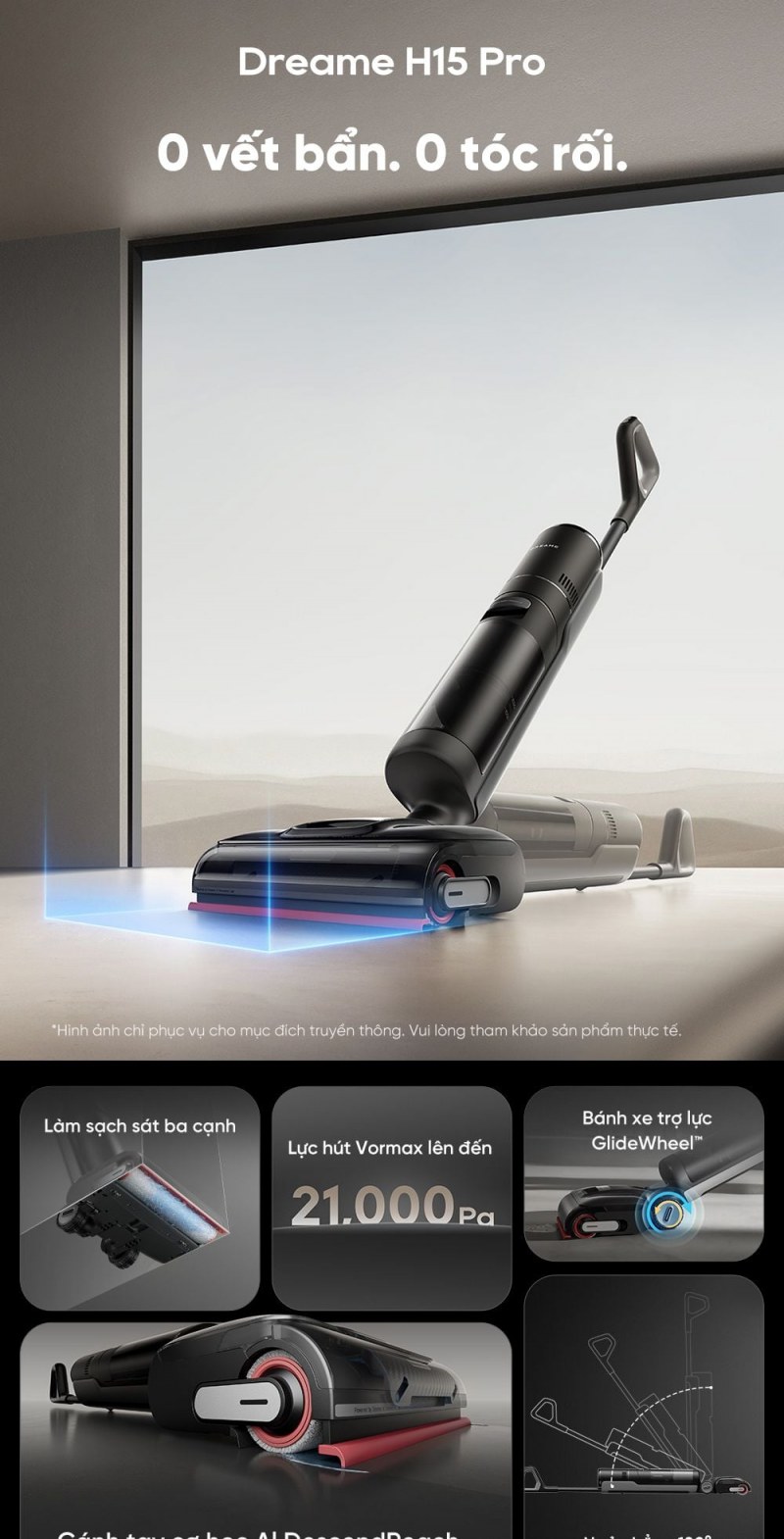 Dreame H15 Pro - Bài kiểm tra đáng làm đầu tiên là một đường lau sát tủ bếp