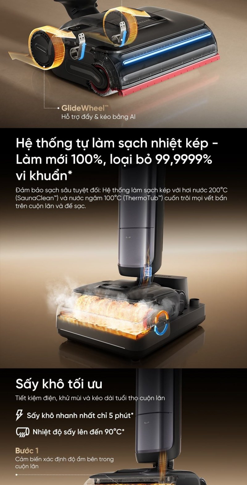 Dreame H16 Pro Steam - 200°C là nhiệt tại mô-đun, không phải toàn bộ mặt sàn