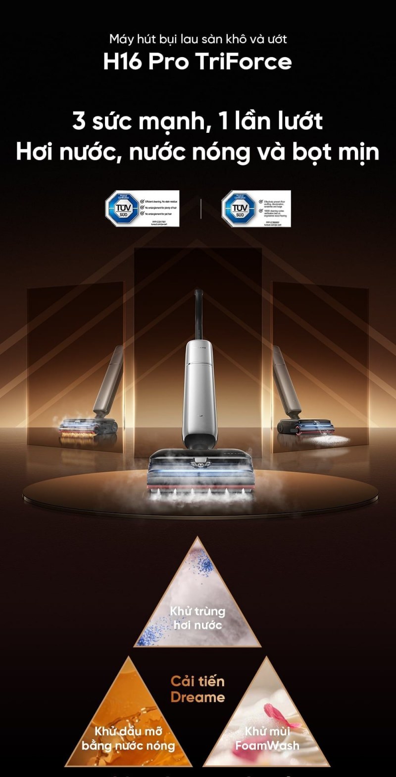 Dreame H16 Pro TriForce - H16 Pro TriForce chọn chế độ theo vết bẩn, không theo cảm giác