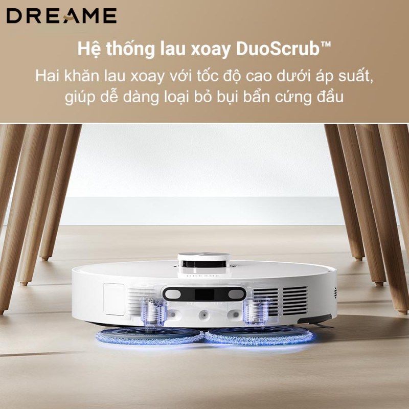 Hệ thống hai khăn lau xoay DuoScrub trên Dreame L10s Ultra Gen 2