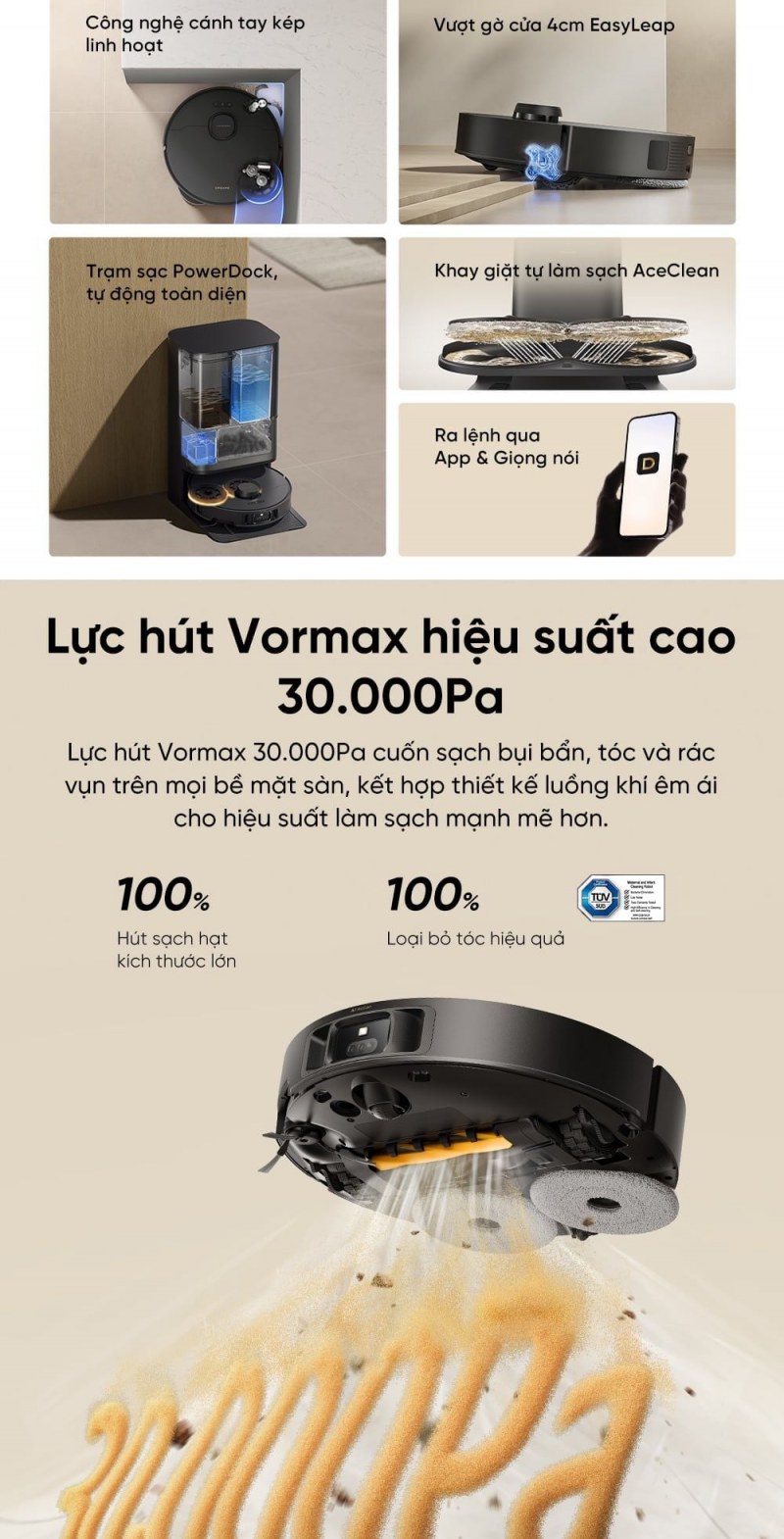 Hai tay mở rộng Dual Flex Arm trên Dreame L50s Pro Ultra