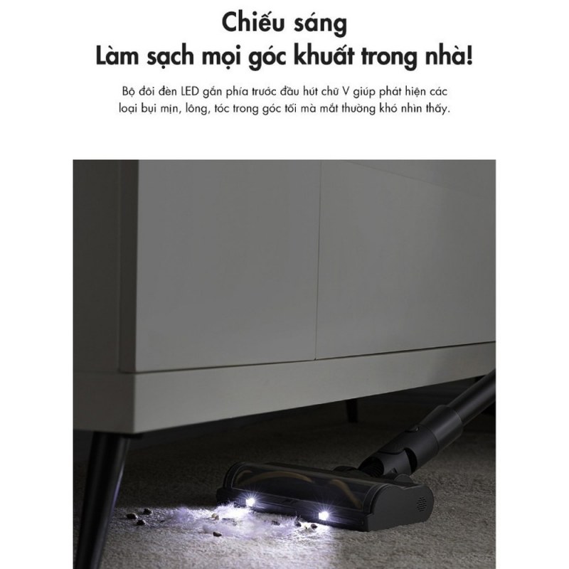 Hai đèn LED trước đầu sàn Dreame R10 Pro.