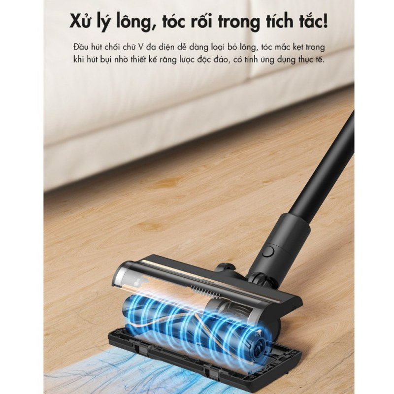 Thiết kế răng lược trên đầu chổi R10 Pro.