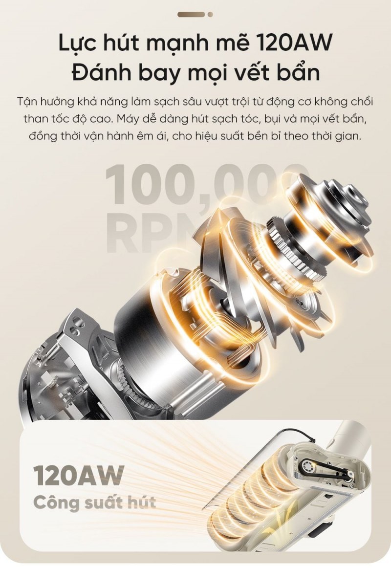 Dreame R10 - Thảm cần đầu chổi tác động sợi, không chỉ luồng gió