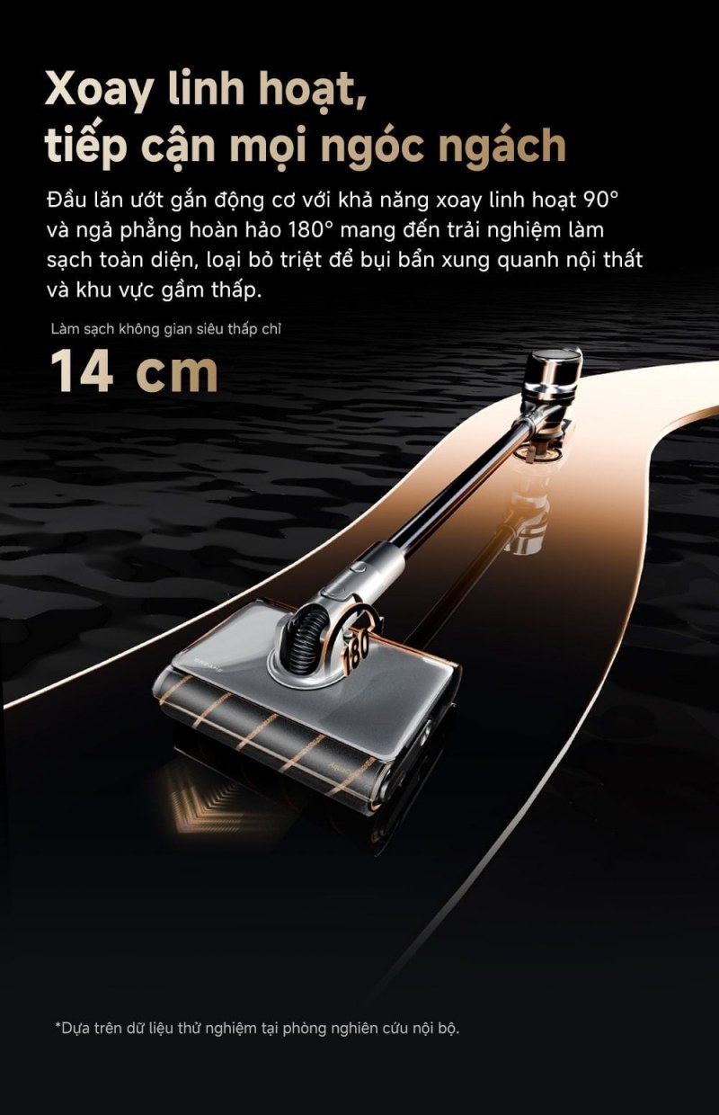 Minh họa đầu lăn V18s Aqua ngả dưới gầm.