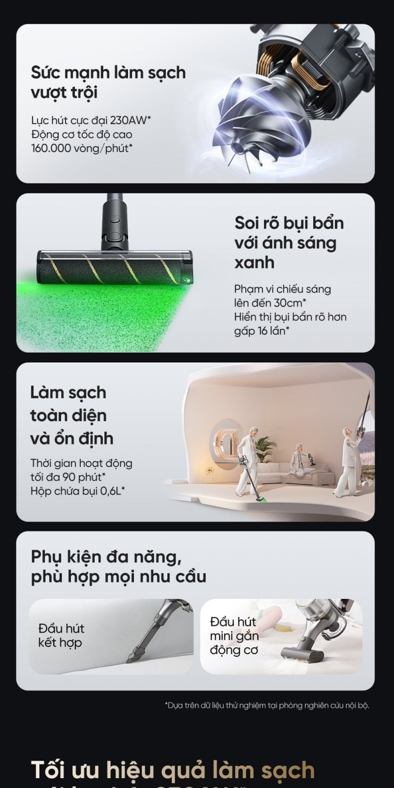 Các tính năng và thời lượng tối đa của Dreame V18s.