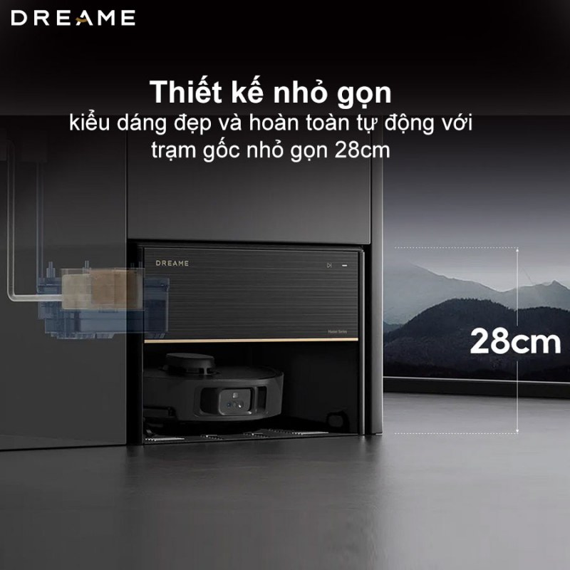 Trạm cấp xả nước tự động cao 28 cm của Dreame X40 Master