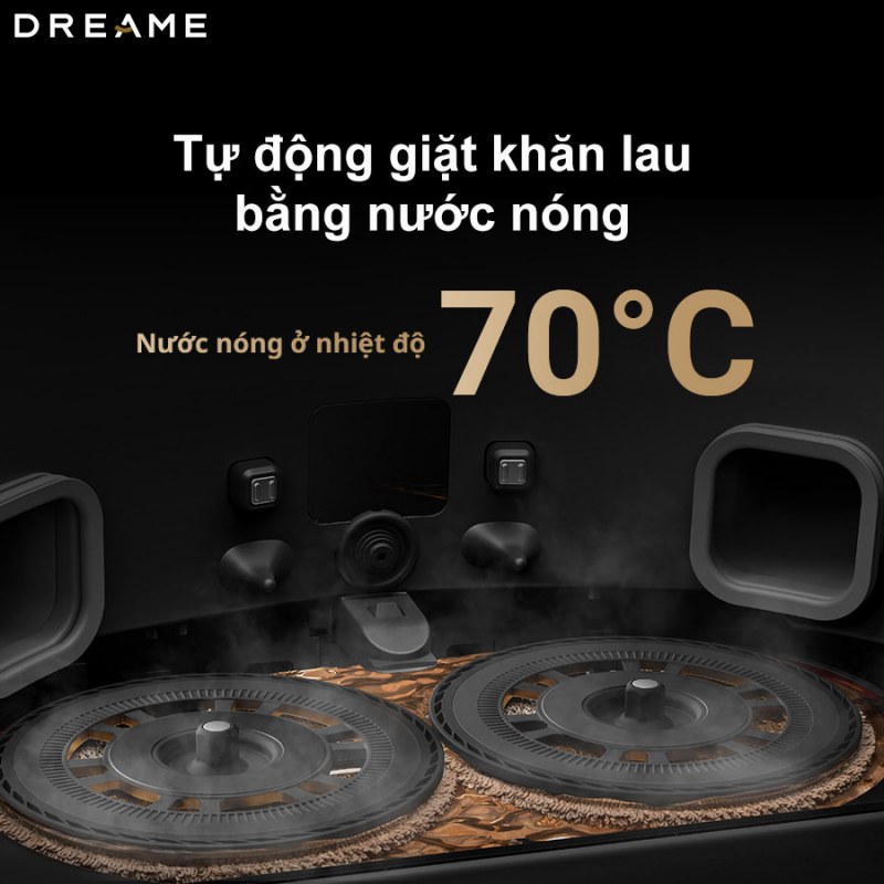 Dreame X40 Master giặt khăn lau bằng nước nóng tối đa 70 độ C