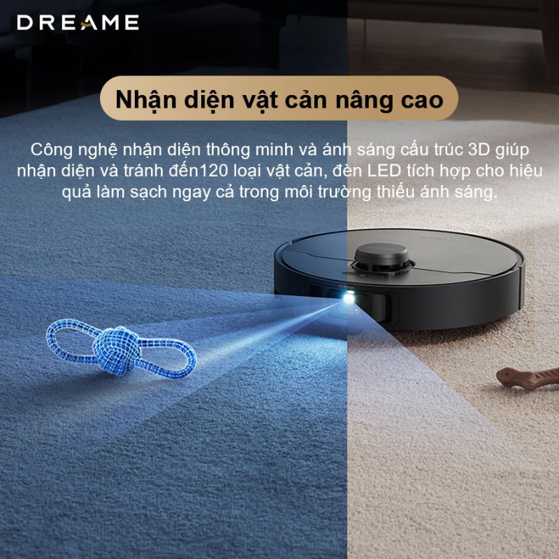 Dreame X40 Master nhận diện và tránh dây cáp trên sàn
