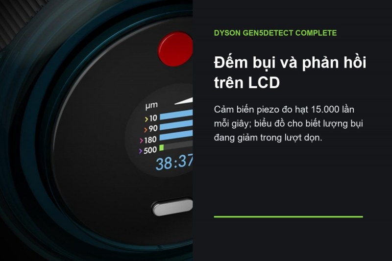 Dyson Gen5detect Complete - Piezo và LCD biến lượng bụi thành tiêu chí dừng