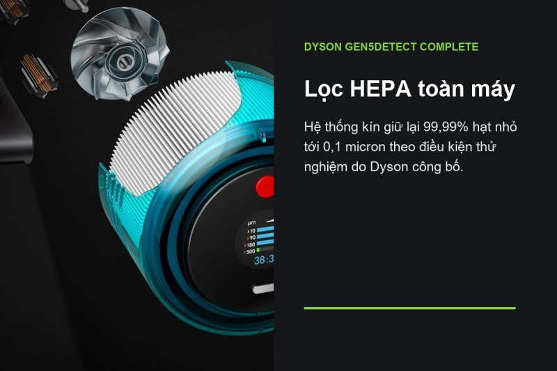 Dyson Gen5detect Complete - HEPA toàn máy khép kín đường khí sau hộp bụi