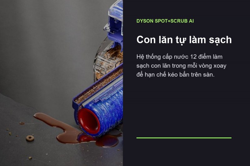 Dyson Spot+Scrub Ai - Con lăn tự làm sạch thay đổi đường đi của nước bẩn