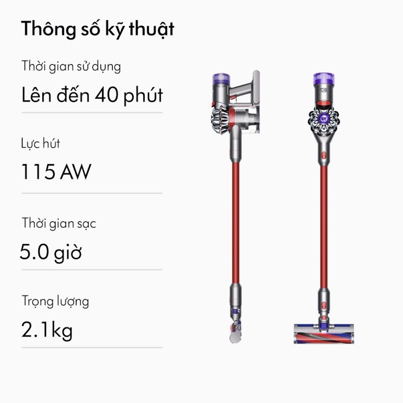 Hộp bụi 0,54 lít trên Dyson V8 Slim Fluffy