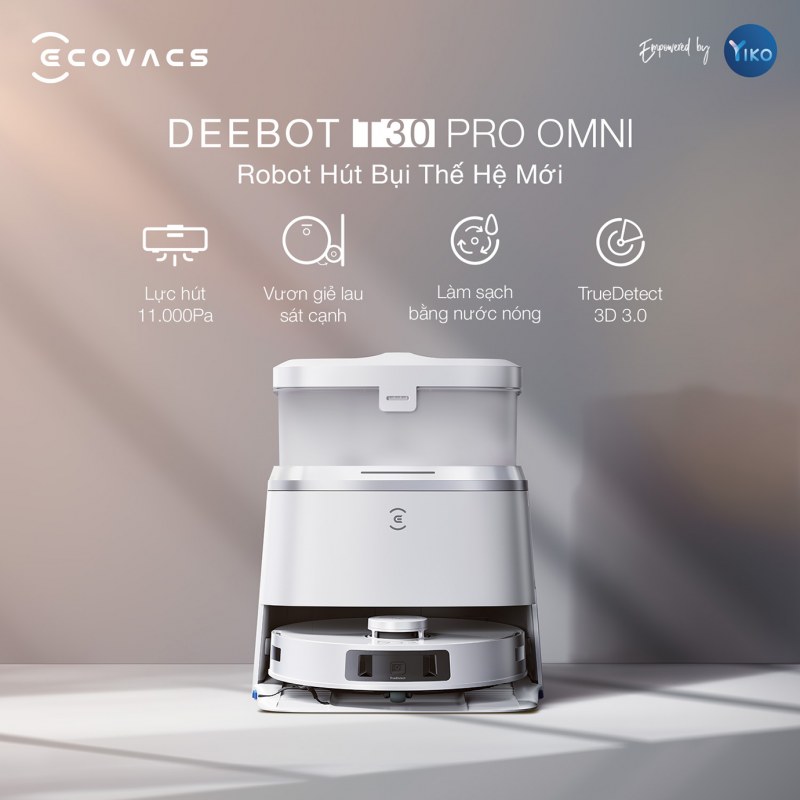 Lực hút 11.000 Pa trên ECOVACS DEEBOT T30 Pro OMNI