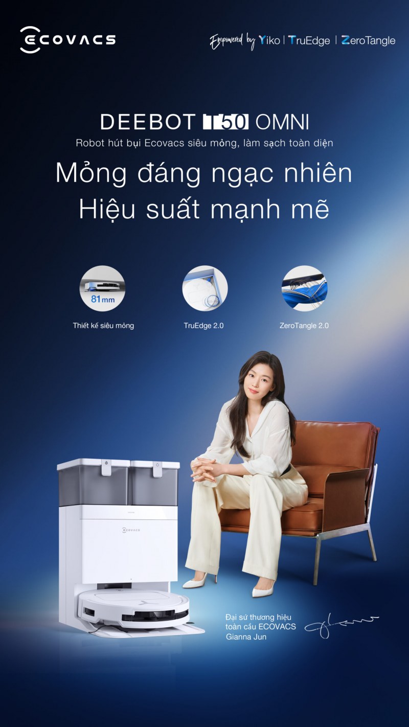 Thân máy cao 81 mm của Ecovacs DEEBOT T50 OMNI