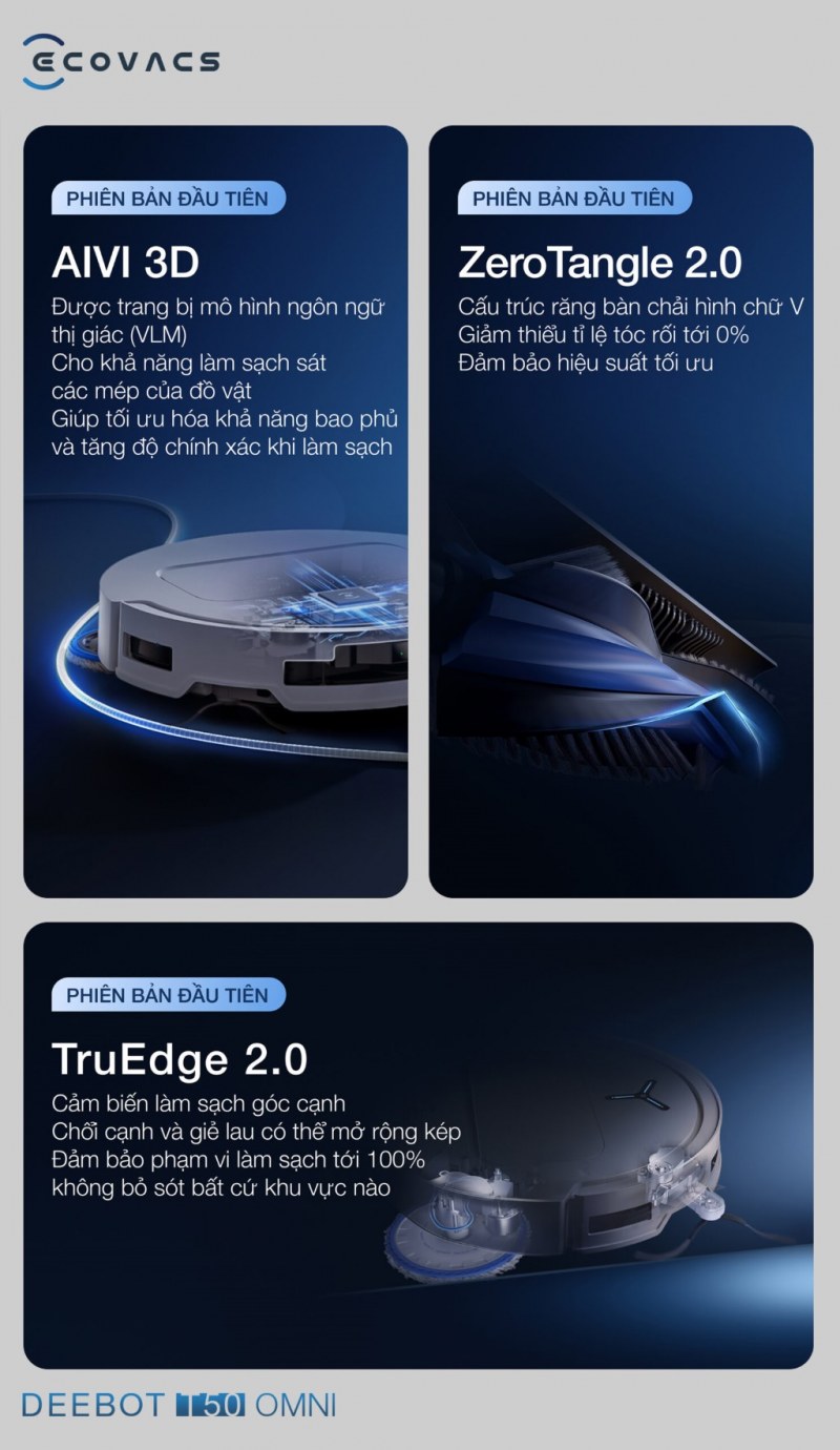 OZMO Turbo 2.0 và TruEdge 2.0 của DEEBOT T50 OMNI