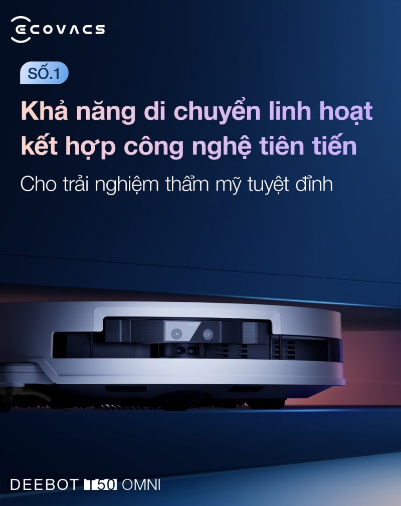 DEEBOT T50 OMNI đi từ gầm nội thất về trạm