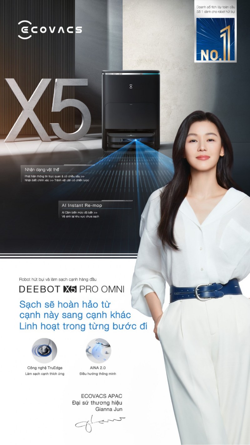 Ecovacs DEEBOT X5 PRO OMNI với thân chữ D