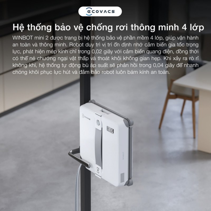 Bốn lớp bảo vệ chống rơi của ECOVACS WINBOT mini 2