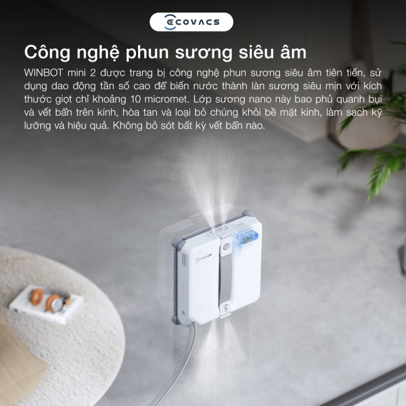 Công nghệ phun sương siêu âm của WINBOT mini 2