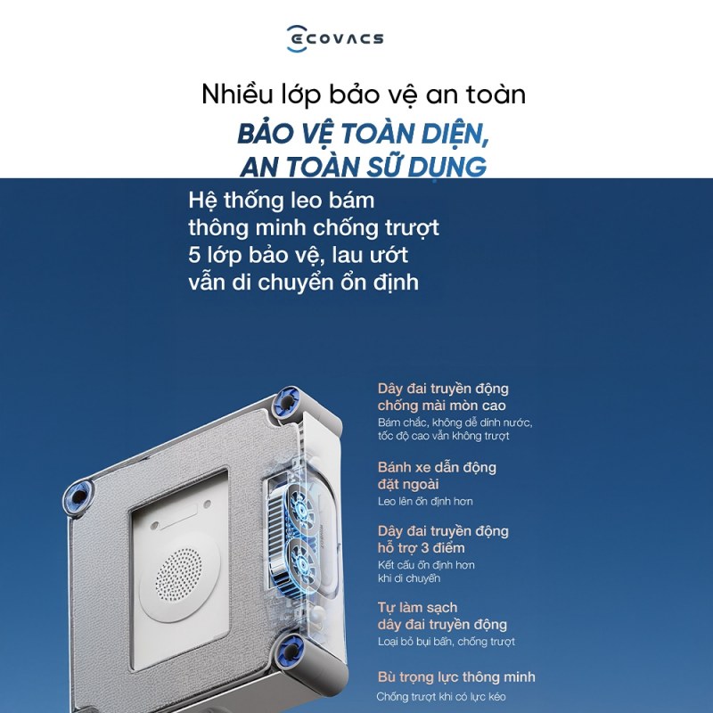 Các lớp bảo vệ an toàn của ECOVACS WINBOT W2S