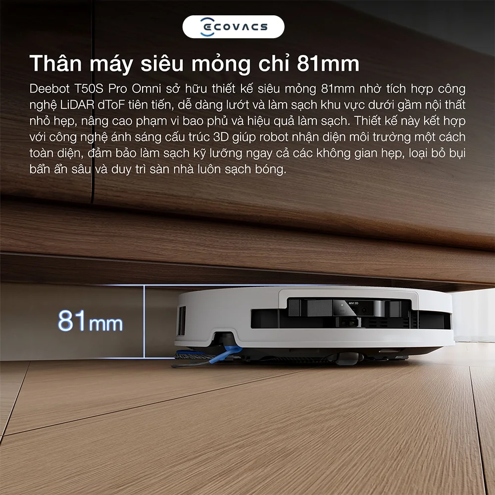 Robot hút bụi Ecovacs DEEBOT T50S Pro OMNI - hình minh họa 2