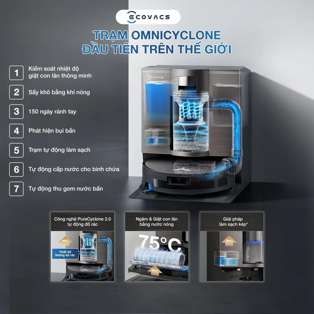 Robot hút bụi Ecovacs DEEBOT X11 OmniCyclone - hình minh họa 3