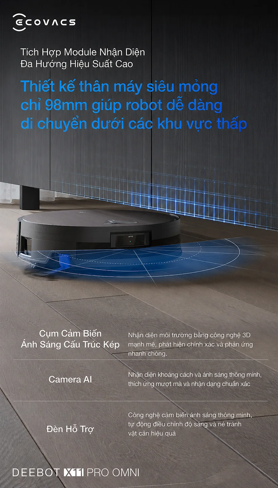 Robot hút bụi Ecovacs DEEBOT X11 Pro OMNI - hình minh họa 3