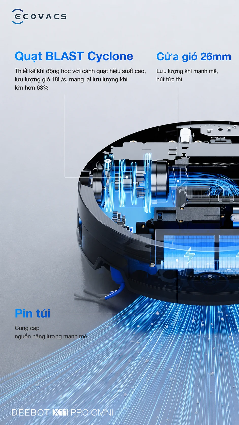 Robot hút bụi Ecovacs DEEBOT X11 Pro OMNI - hình minh họa 8